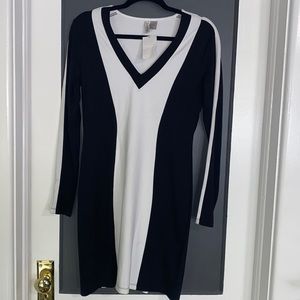 NWT H & M L black and white dress.